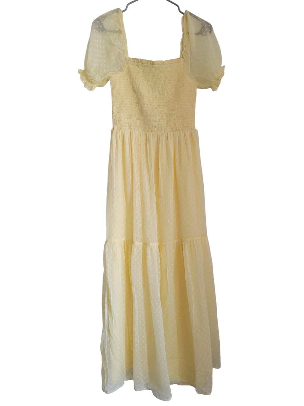 Patrons of Peace Cream Swiss Dot Maxi Dress with Puff Sleeves